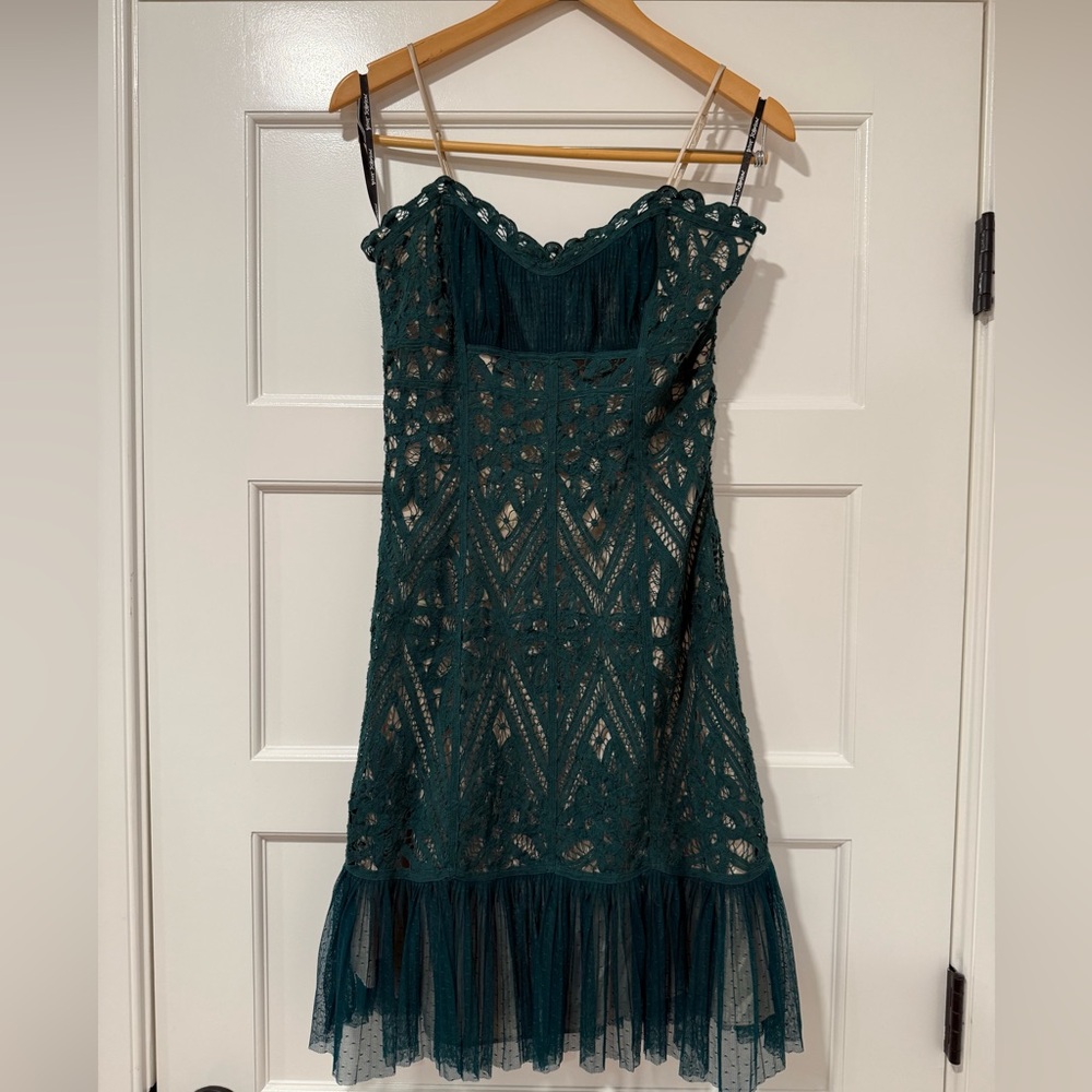 Vintage Size 6 Betsy Johnson Flapper Dress Jude lining with Green Overlay